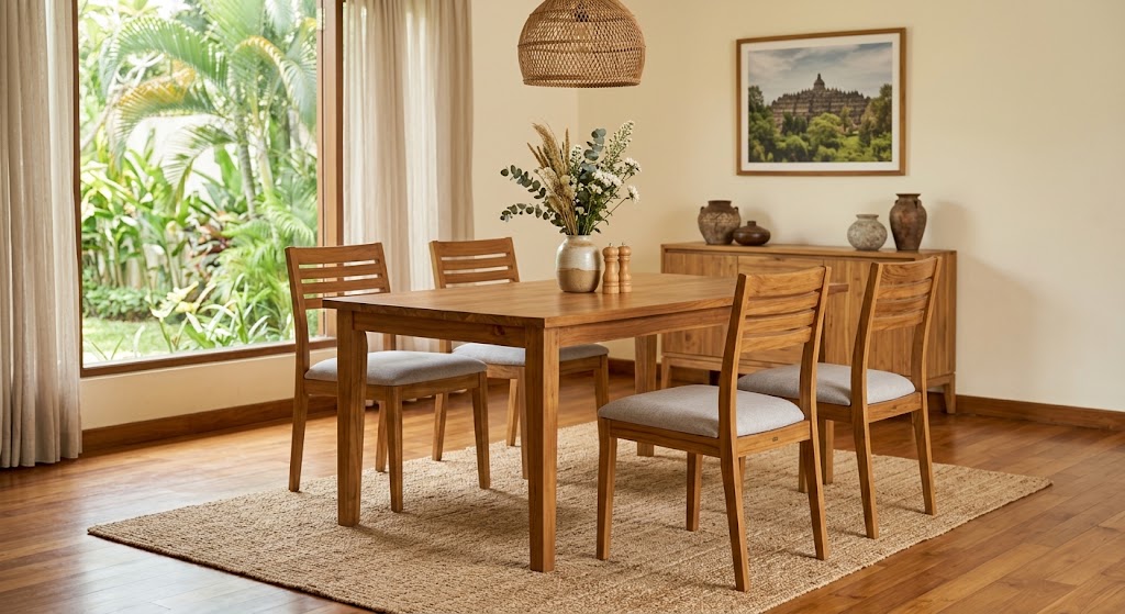 Meja Makan Kayu 4 Kursi
